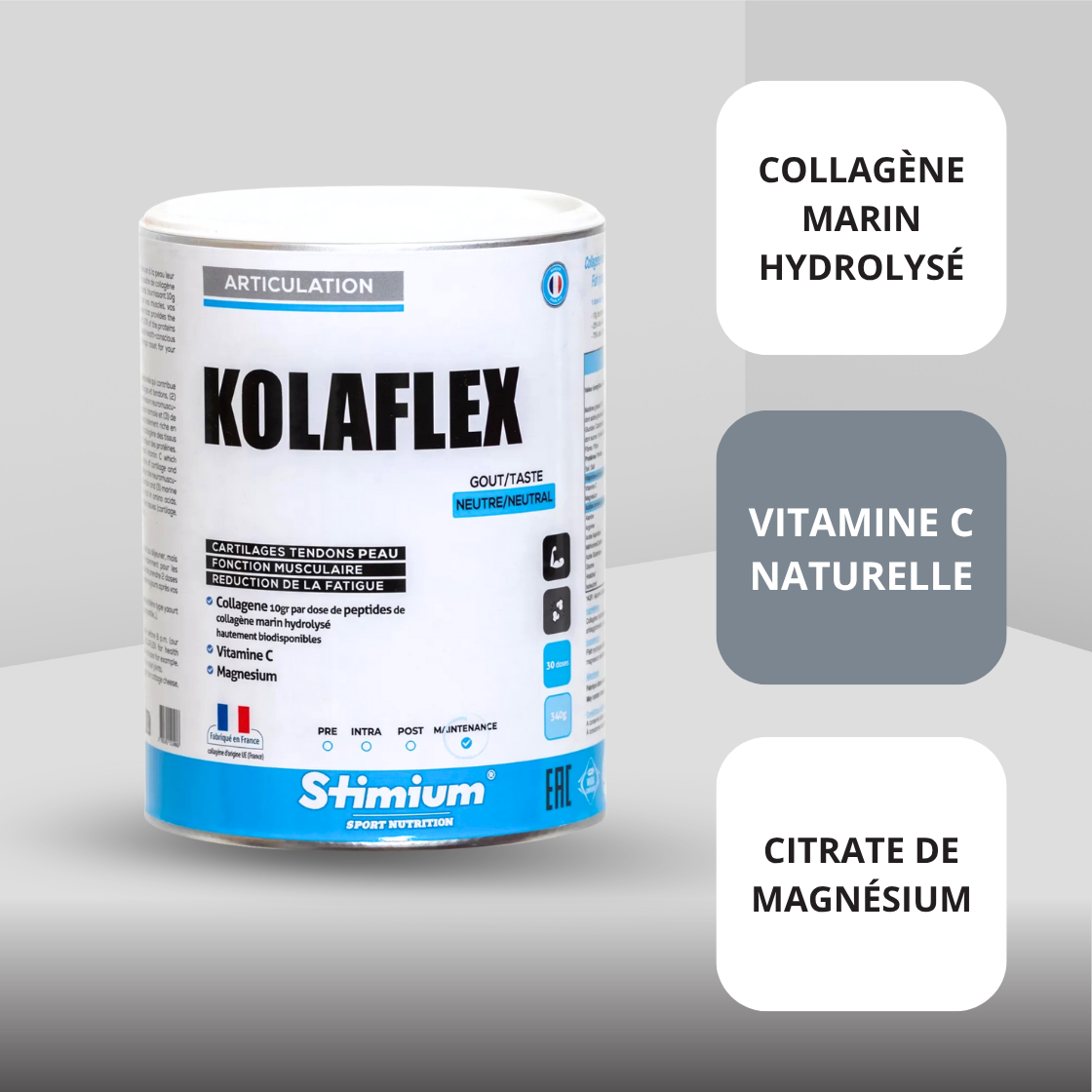 Collagène + Vitamine C + Magnésium pour Articulations et Peau – Saveur Neutre – 340g (30 Portions) – Kolaflex