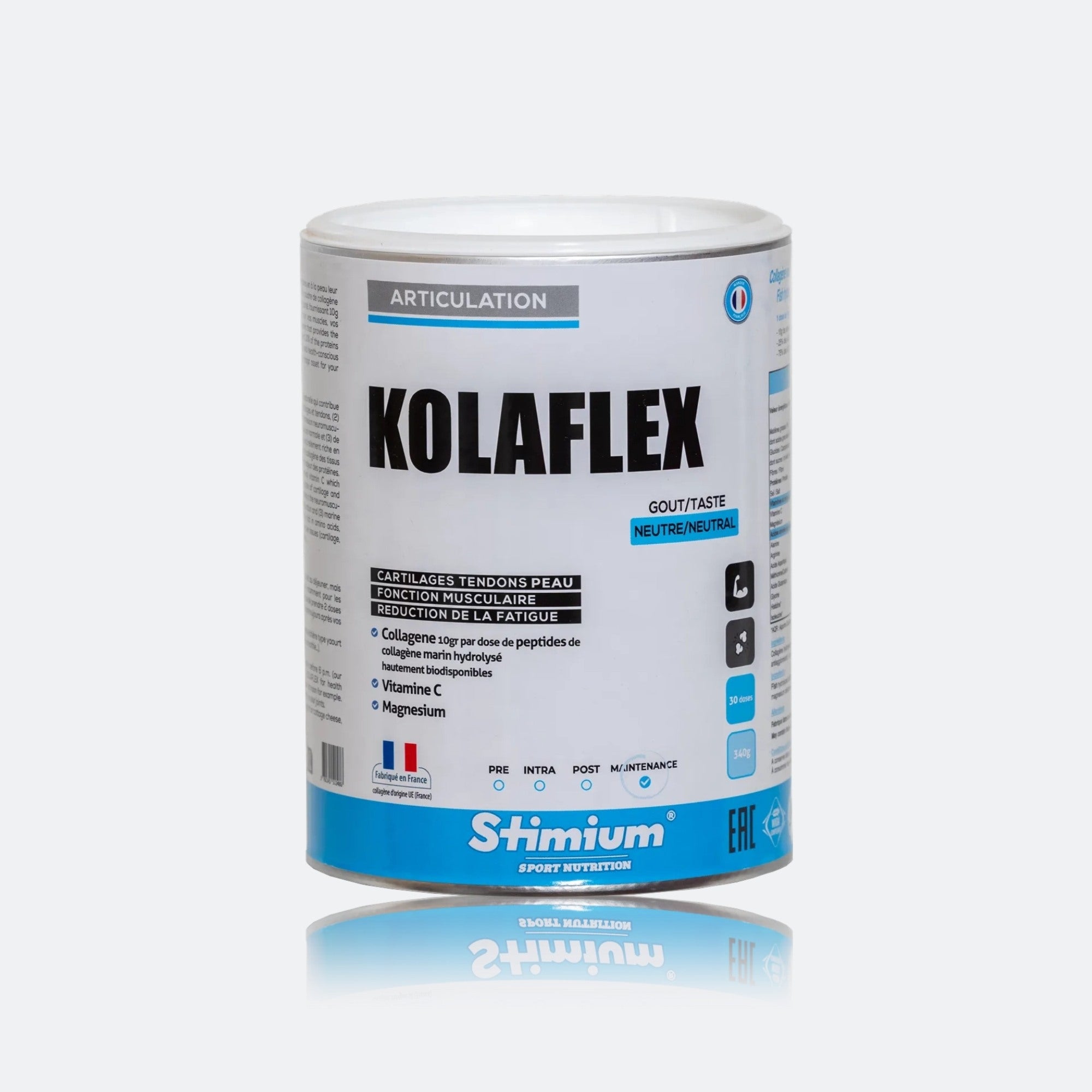 Collagène + Vitamine C + Magnésium pour Articulations et Peau – Saveur Neutre – 340g (30 Portions) – Kolaflex