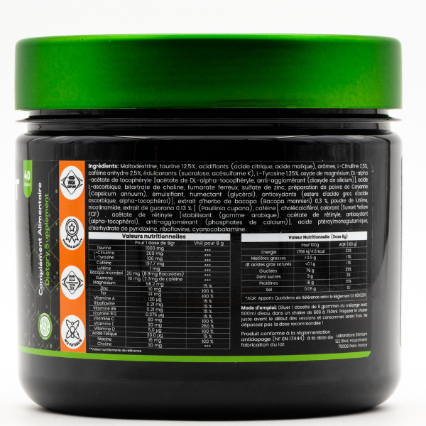 Stimium Mana gout mangue kiwi poudre energie concentration vision pour gamers et esport