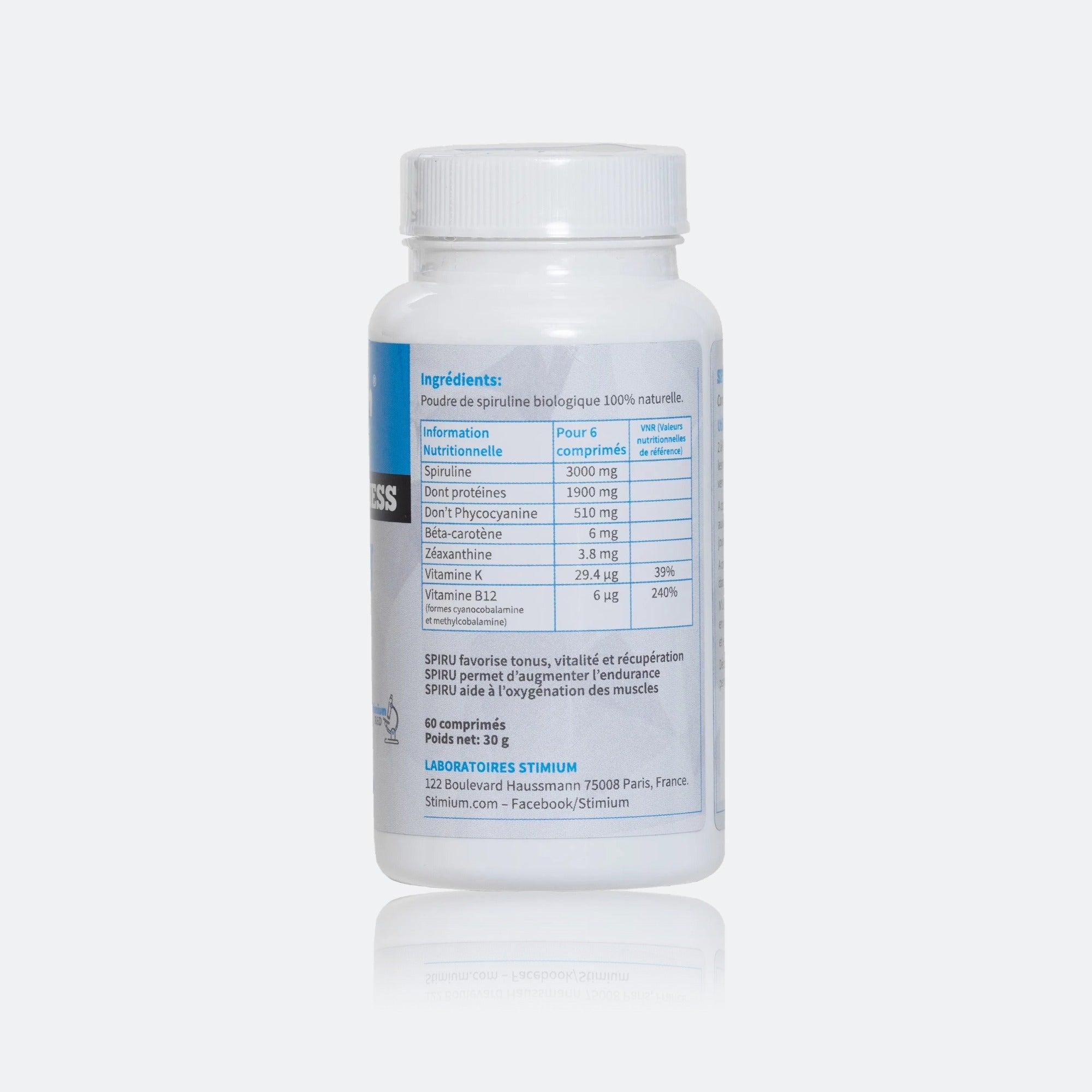 Stimium SPIRU, Spiruline Bio 500mg riche en Vitamines, Minéraux et Antioxydants