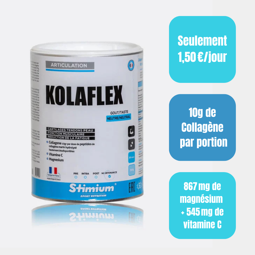 Collagène + Vitamine C + Magnésium pour Articulations et Peau – Saveur Neutre – 340g (30 Portions) – Kolaflex