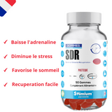 SDR Sommeil Detente Recuperation pour 50 gommes vegan prebiotiques pour lutter contre le stress faire baisser l'adrenaline et mieux dormir dans un delicieux gout pasteque