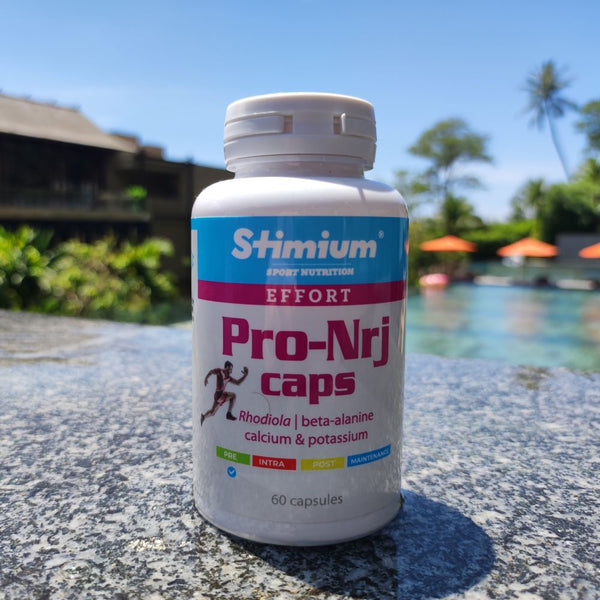 Stimium Pro Nrj Caps Vitalite et force avec Beta Alanine, Rhodiola, ginseng, cafeine, taurine - endurance, production de NO monoxyde d'azote, synthese d'ATP Adenosine triphosphate