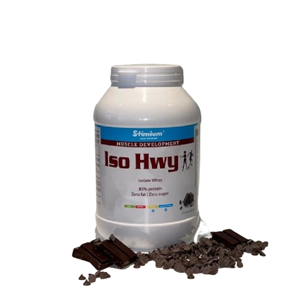 STIMIUM ISO Hwy, Protéine isolate concentrée a plus de 85%, pour construction musculaire, sans lactose, sans lipides ni glucides pour sculpter son corps, régénérer ses muscles et perdre de la masse grasse. Ne provoque pas de trouble digestif avec excellente dissolution. 