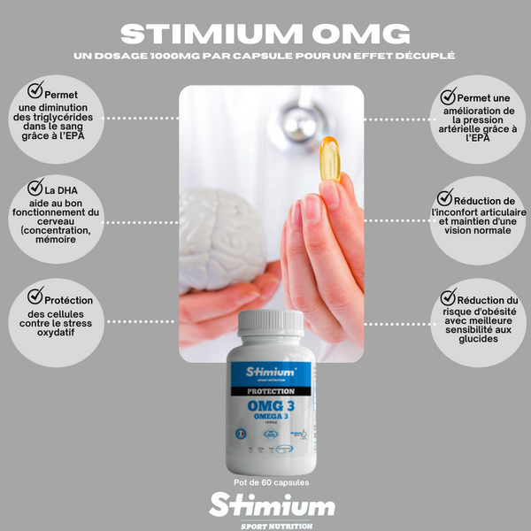 Stimium OMG3 60 Capsules 1000mg riches en EPA et DHA
