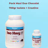 Pack Maxi Duo Construction musculaire Proteine isolate chocolat et creatine 1gr en comprimé pour plus de performance, de force et meilleure récupération