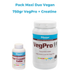 Maxi Duo Veg Pro avec isolate de proteine de soja concentree à 95% et créatine 1 gramme en comprimé pour plus de performance, de force et meilleure construction musculaire