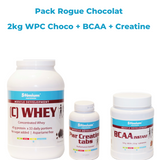 Pack Rogue WPC 2kg Chocolat 81% avec BCAA et Glutamine et créatine comprimé 1gr pour construction musculaire, plus de force et plus de performances