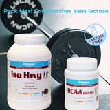 Pack Maxi Construction musculaire avec proteine isolate 85-86% et BCAA enrichies en L Glutamine  pour plus de performances