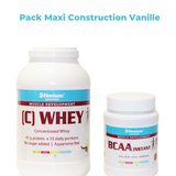 Pack Maxi Construction vanille avec WPC 80-81% et BCAA avec glutamine pour developpement musculaire