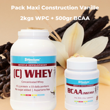 Pack Maxi Construction vanille avec WPC 80-81% et BCAA avec glutamine pour developpement musculaire