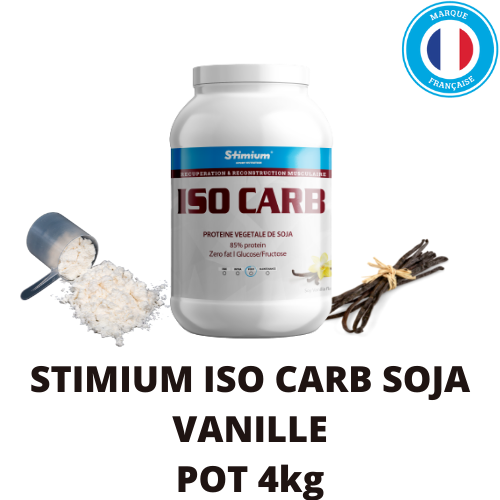 Iso Carb Soja Vanille - Boisson de recuperation developpee pour le plus grand club professionnel francais  le PSG a base de proteine isolate de soja concentree a 95% et glucides glucose fructose