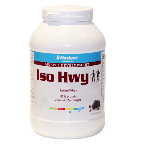 STIMIUM ISO Hwy, Protéine isolate concentrée a plus de 85%, pour construction musculaire, sans lactose, sans lipides ni glucides pour sculpter son corps, régénérer ses muscles et perdre de la masse grasse. Ne provoque pas de trouble digestif avec excellente dissolution.