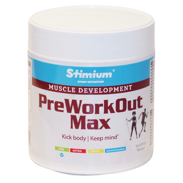 Stimium PreWorkOut Max Ultra complet, FORCE & RESISTANCE MUSCULAIRE avec Bêta-Alanine, créatine, L-Arginine, Calcium, Magnésium, L-Tyrosine, Extrait d’orange amère (Citrus aurantium), Caféine, Extrait de Framboise (5% cétones)