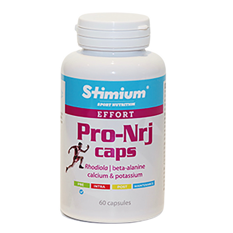 Stimium Pro Nrj Caps booster d'entrainement pour  Vitalite et force avec Beta Alanine, Rhodiola, ginseng, cafeine, taurine - endurance, production de NO monoxyde d'azote, synthese d'ATP Adenosine triphosphate